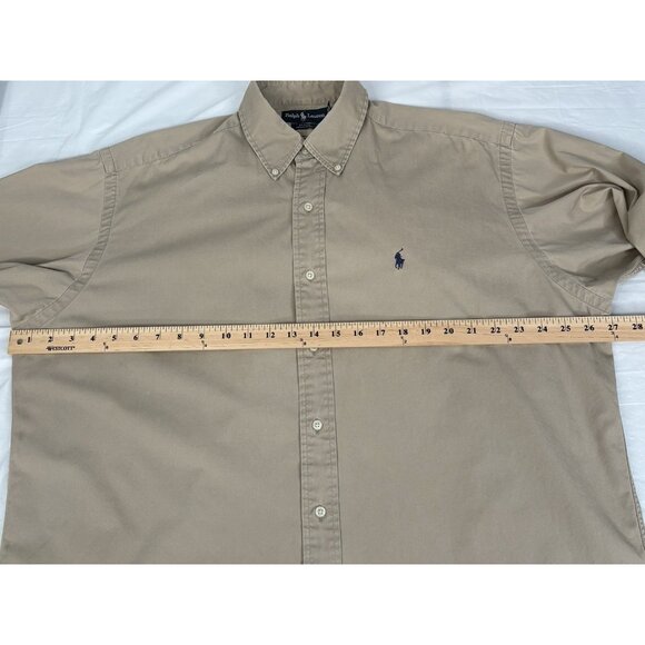 Vintage 90s Ralph Lauren Blake Shirt Mens L Tan Long Sleeve Oxford Button Preppy - Picture 14 of 16